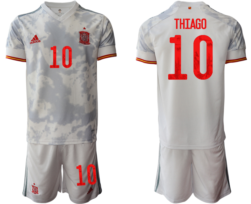 Men 2021 European Cup Spain away white #10 Soccer Jersey